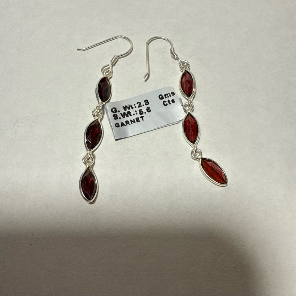 Dangle Garnet Earrings - Picture 1 of 6